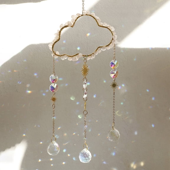 Cloud Shaped Crystal Suncatcher Glass Balls with Chain Rainbow Maker Sun Catcher Hanging Wind Chimes for Christams Home Decor