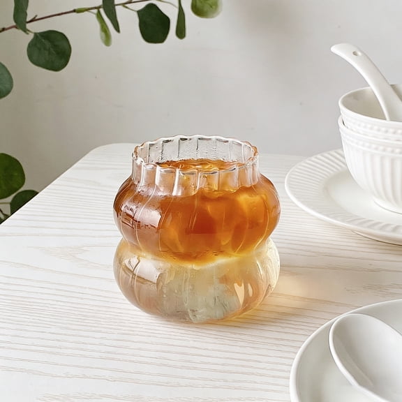 Cloud Shaped High Borosilicate Glass Cups Set - 3 Styles 14oz/18oz/22oz Ripple Drinking Glassware for Iced Coffee Juice Milk