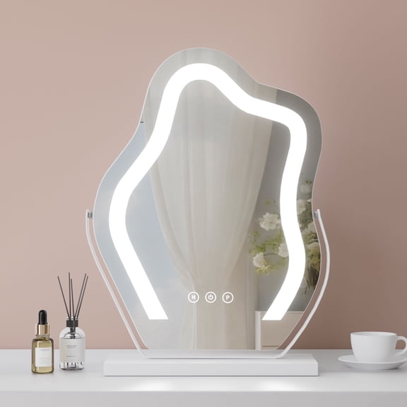 Odernirror Vanity Makeup Mirror with Lights Metal Tabletop HD Glass Mirror 13"x17",White