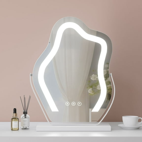 Odernirror Vanity Makeup Mirror with Lights Metal Tabletop White 13"x17"