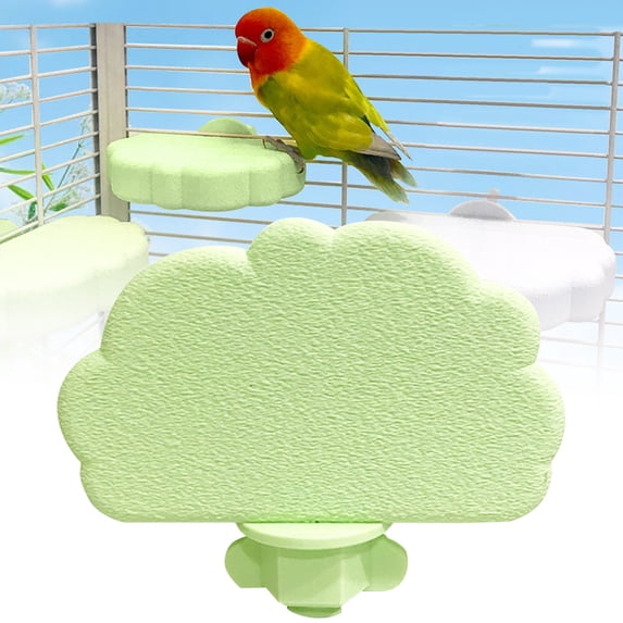 Cloud Shaped Parrot Perch Stand Washable Grinding Platform Natural Material Bird Perch with Screw Lock for Cage Nail Care Accessories, L, Light Green