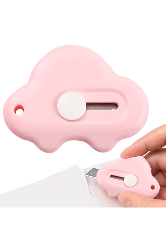 Cloud Shaped Retractable Letter Opener Keychain, Mini Envelope Cutter With Key Ring, Portable Pocket Mail Opener For Office And Home, Pink