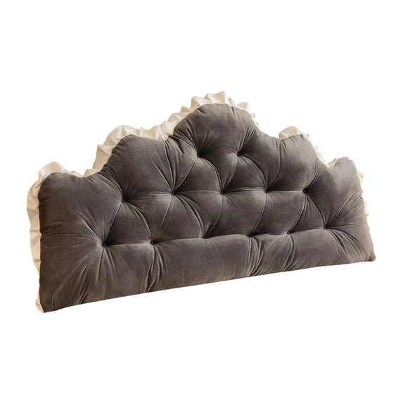 Cloud Shaped Ruffle Headboard Pillow Button Tufted Plush Reading Backrest Bolster Cushion For Bedroom Bed Decor(GY1-100cm)