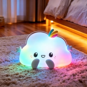Cloud Shaped Silicone Night Light Soft Light RGB Rechargeable Stress Relief Lamp