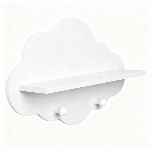 Cloud Shelves Storage Rack for Living Room and Nursery Wall Mount with Cute White Cloud Shape Shelf and Coat Hanger Organizer