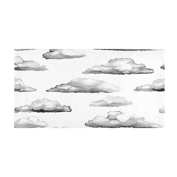 Cloud Sketch Pattern 39x20" Bath Mat Carpet, Absorbent and Non-Slip for Kitchen or Bathroom, Quick-Drying