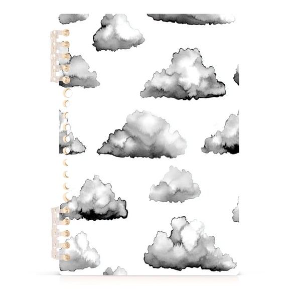 Cloud Sketch Pattern A5 8.3x5.7in PP Notebook, Adjustable Rings, 60 Sheets, Diary or Journey Note