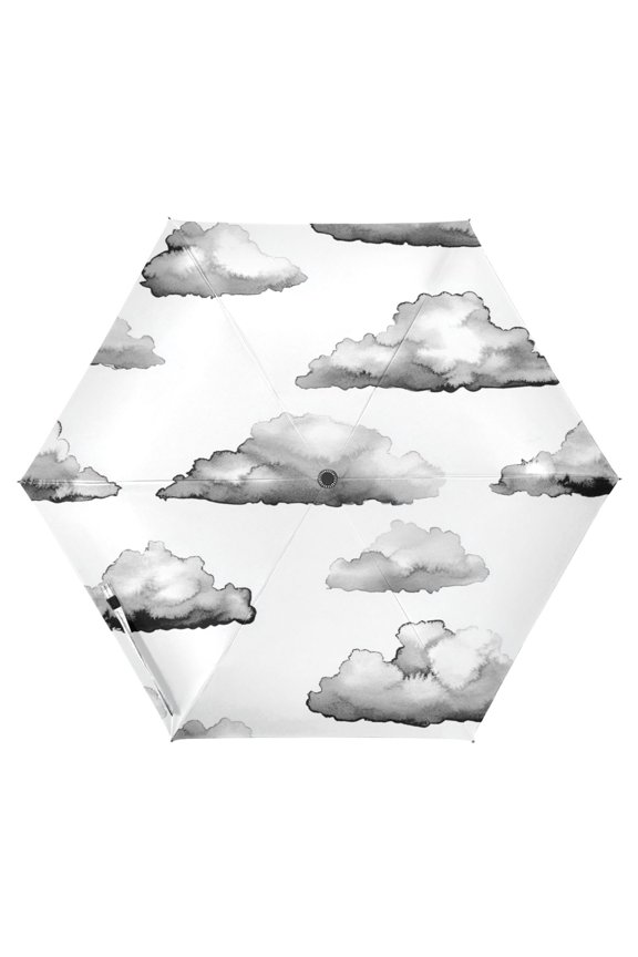 Cloud Sketch Pattern Folding Umbrella UV50+ Waterproof Sun Protection Auto Open Close Compact Fiberglass Frame