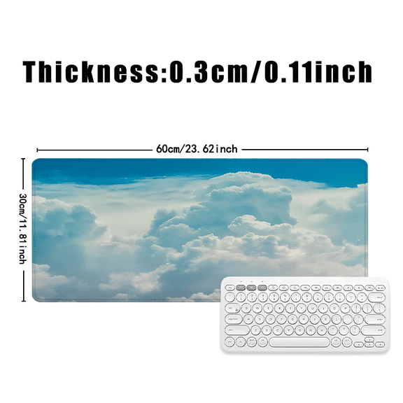 Cloud Sky Design Mouse Pad 31.5 x 11.82 Inches Rubber Surface for Office Desk and Home Use