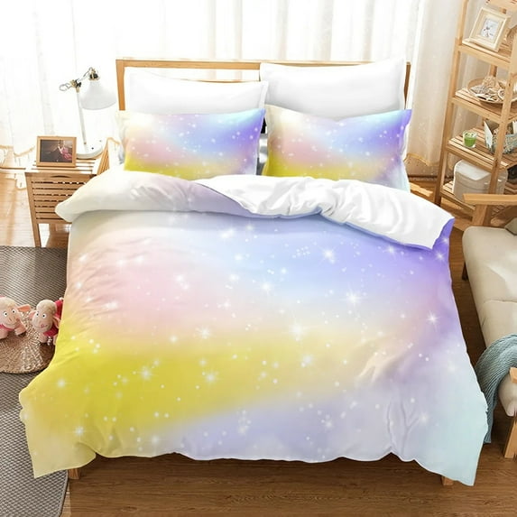 Cloud Sky Duvet Cover Set Pink Blue Cloud Pattern King Twin Full Size for Kids Boys Polyester Bedding Set