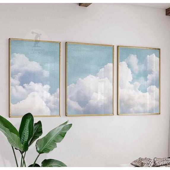 Cloud Sky Modern Neutral Wall Decor Art Set 3 Unframed Paper Print ...