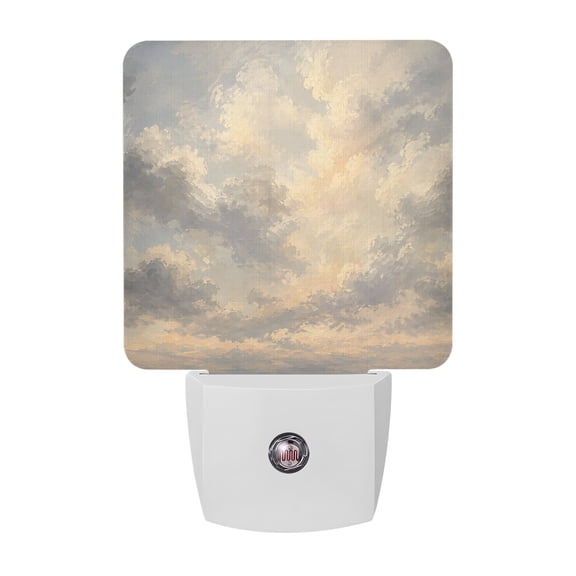 Cloud Sky Night Lights, Vintage Cream Gray Cloudscape Oil Painting Textured Smart Auto Dusk to Dawn Sensor Nightlights Plug-in Nightlight for Bedroom Bathroom Living Room Kitchen Hallway