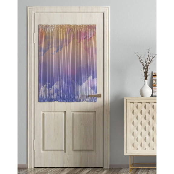 Cloud in the Sky Sunset Blackout Door Curtains for French, Glass,Front, Back, Patio Door, Mountain Nature Thermal Insulated Rod Pocket Window Curtain Drapes With Tiebacks 54"x40"