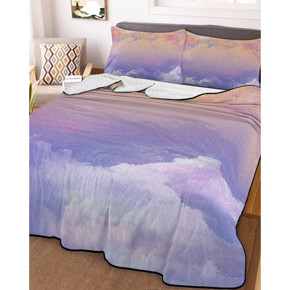 Cloud in the Sky Sunset King Size Down Alternative Comforter, Lightweight Comforter Quilt Bedding Set with Pillow Shams Mountain Nature All Seasons Bed Comforter Duvet Insert 96"x106"