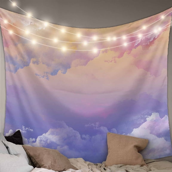 Cloud in the Sky Sunset Small Tapestry for Bedroom Wall Hanging Tapestry, Mountain Nature Ceiling Backdrop Tapestries Poster Blanket Wall Decor for Teens Room Living Room Dorm 23" x 28"
