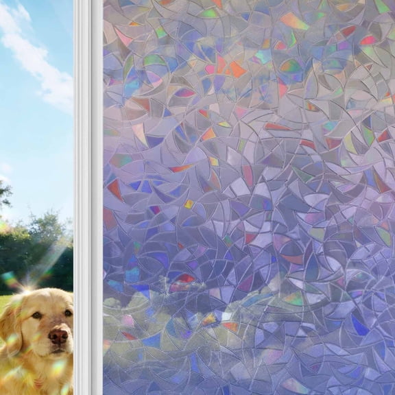 Cloud in the Sky Sunset Window Privacy Film Stain Glass, Reusable Decorative Rainbow Window Film, Mountain Nature Non-Adhesive Static Cling Sun Blocking Stickers Decals Covers 17.7" x 39.3" (2pcs)