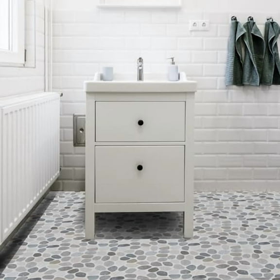 Cloud Sliced Pebble Mosaic, Tumbled Stone Backsplash Tiles for Kitchen Walls, Shower and Bathroom Floors, and Outdoor Areas (12" X 12")