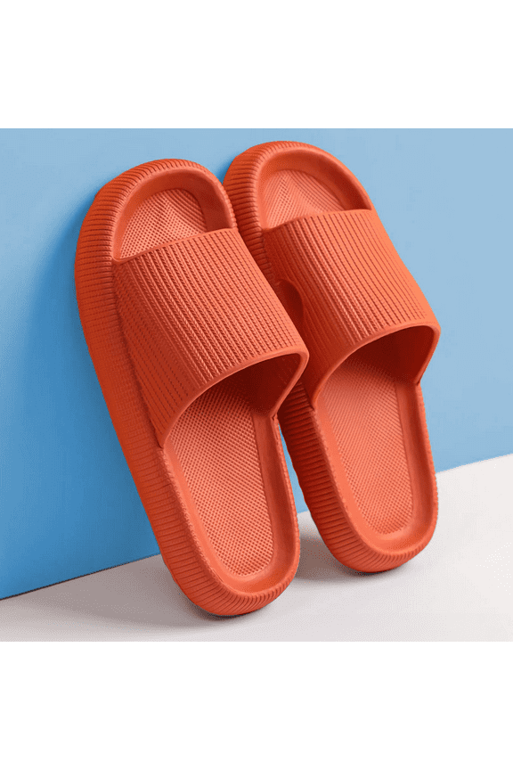 Cloud Slide Sandal for Women and Men, Bathroom shower slippers, EVA Anti-Slip Quick Drying Shower Shoes, Cushioned Thick Sole, Orange