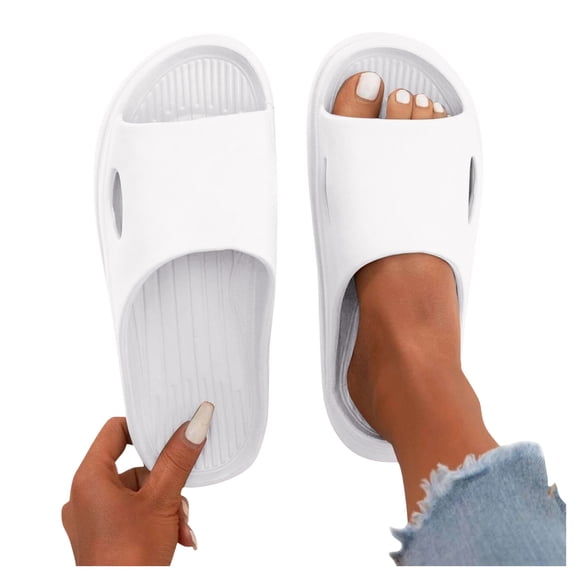 Cloud Slides For Women Shower Slippers Bathroom Sandals Extremely Comfy Cushioned Thick Sole Slippers Beach Shoes White Size 10