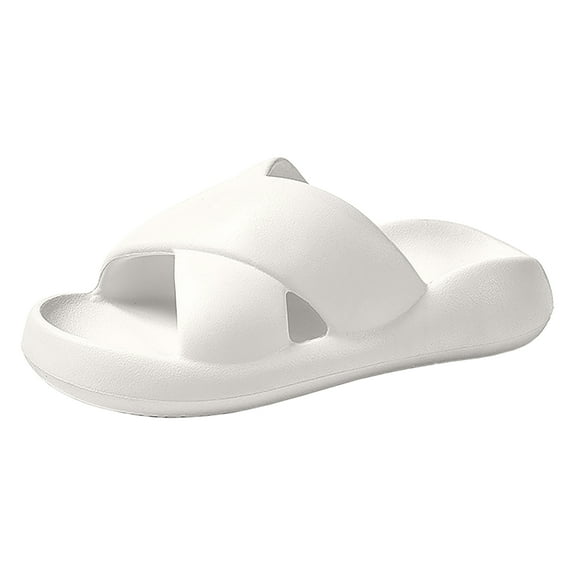 Evlmd Cloud Slides Sandals for Women and Men, Pillow House Slippers Shower Shoes, Ultimate Comfort, Lightweight, Non-Slip, White
