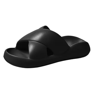 Evlmd Cloud Slides Sandals for Women and Men, Pillow House Slippers Shower Shoes, Ultimate Comfort, Lightweight, Non-Slip, Black