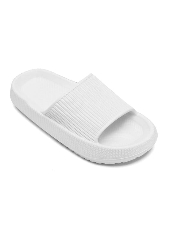 Cloud Slides for Kids, Toddler Shower Slippers Bathroom Pool Sandals Non-Slip Open Toe Pillow Slippers Super Soft Thick Sole Cozy Boys Girls Home House Cloud Cushion Slide for Indoor Outdoor Shoes