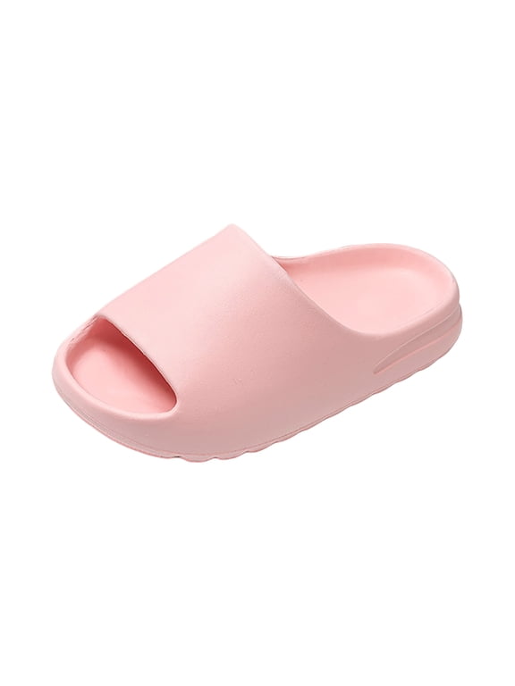 Cloud Slides for Kids Shoes, Toddler Boys Girls Bathroom Slippers, Soft Comfy Non-Slip Open Toe Home House Sandals, Pink Size 1