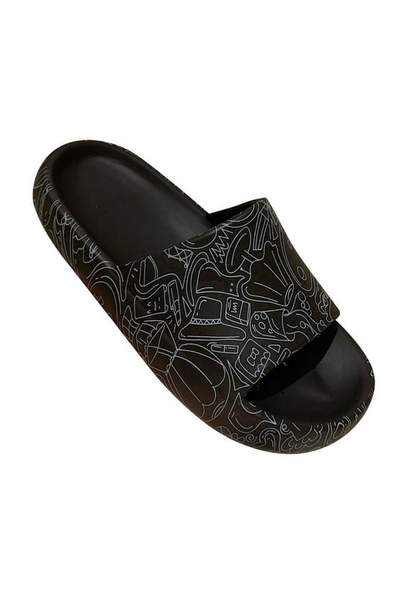 Cloud Slides for Women Cute Cartoon Print Shower Slippers Comfort Quick Drying Bath Sandals Soft Platform Sandals