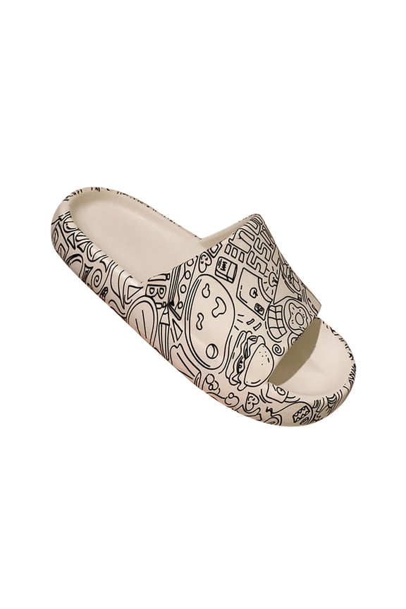 Cloud Slides for Women Cute Cartoon Print Shower Slippers Comfort Quick Drying Bath Sandals Soft Platform Sandals