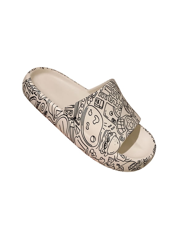 Cloud Slides for Women Cute Cartoon Print Shower Slippers Comfort Quick Drying Bath Sandals Soft Platform Sandals
