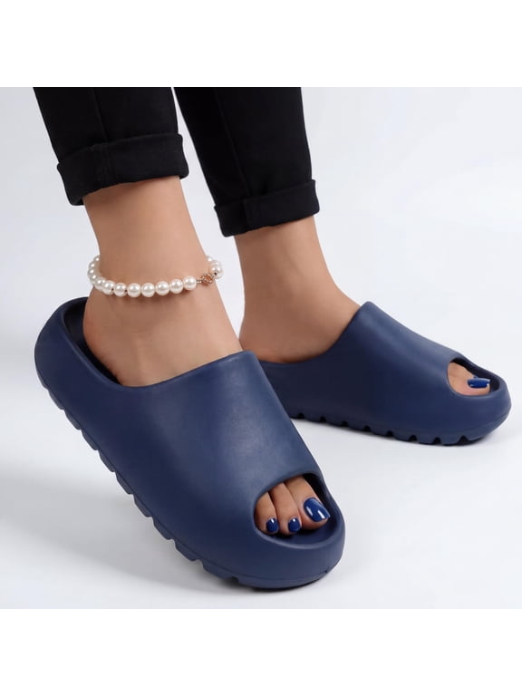 Unisex House Slide Sandals Indoor Outdoor, Cloud Slides for Women Men, Blue Recovery Slides Size 8