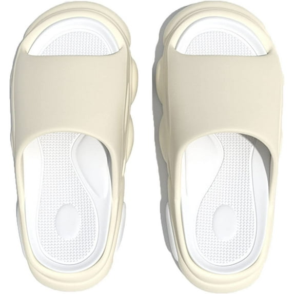 Cloud Slippers, Open Toe Slide Slipper for Women and Men, Detachable Non Slip Quick Drying Shower Slides, Bathroom Sandals Super Soft Comfy Thick Sole (5.5,Beige)