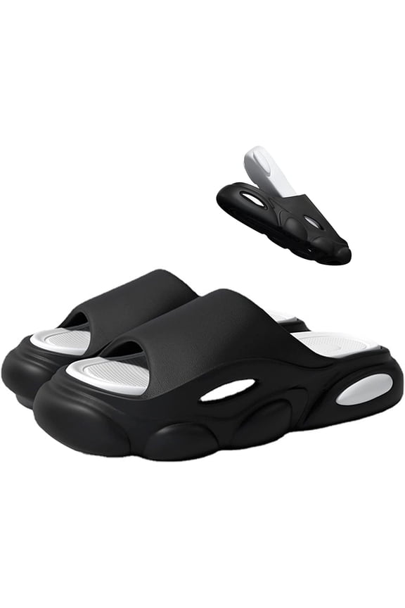 Cloud Slippers, Open Toe Slide Slipper for Women and Men, Detachable Non Slip Quick Drying Shower Slides, Bathroom Sandals Super Soft Comfy Thick Sole (8,Black)