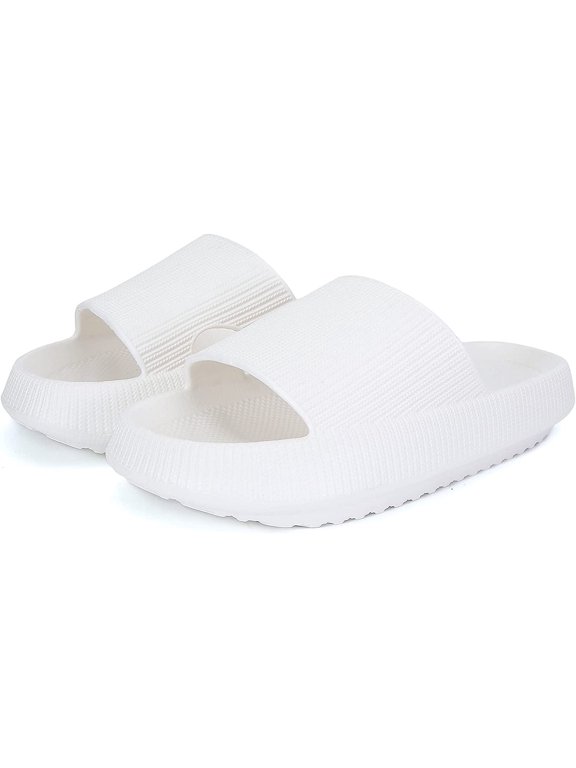 Slippers for Women and Men, Massage Shower Bathroom Non-Slip Quick Drying Open Toe Super Soft Comfy Thick Sole Home House Cloud Cushion Slide Sandals for Indoor & Outdoor Platform Shoes