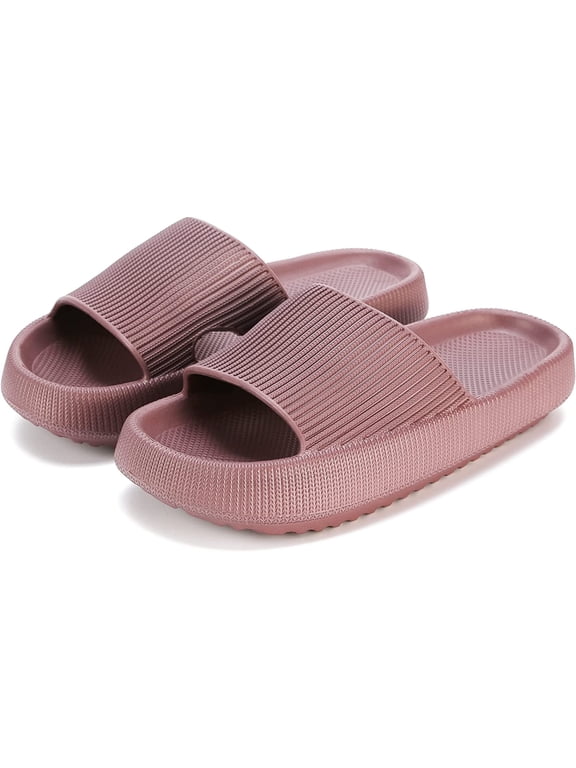 Slippers for Women and Men, Massage Shower Bathroom Non-Slip Quick Drying Open Toe Super Soft Comfy Thick Sole Home House Cloud Cushion Slide Sandals for Indoor & Outdoor Platform Shoes