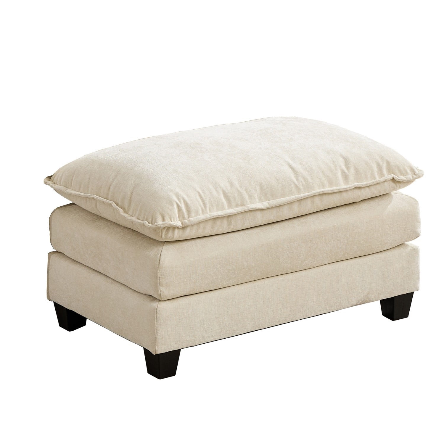 Cloud Sofa Ottoman, Modular Oversized Ottoman for Sectional Couch, Chenille Upholstered Footrest Stool for Living Room, Bedroom, Apartment, Beige