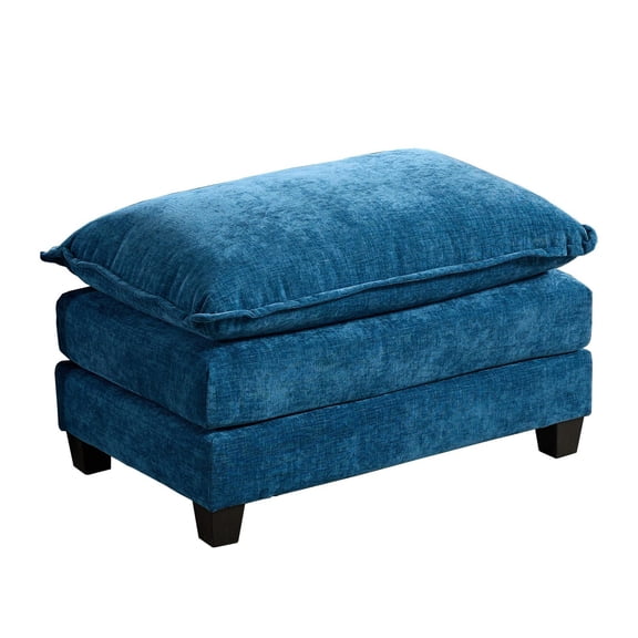 Cloud Sofa Ottoman, Modular Oversized Ottoman for Sectional Couch, Chenille Upholstered Footrest Stool for Living Room, Bedroom, Apartment, Blue