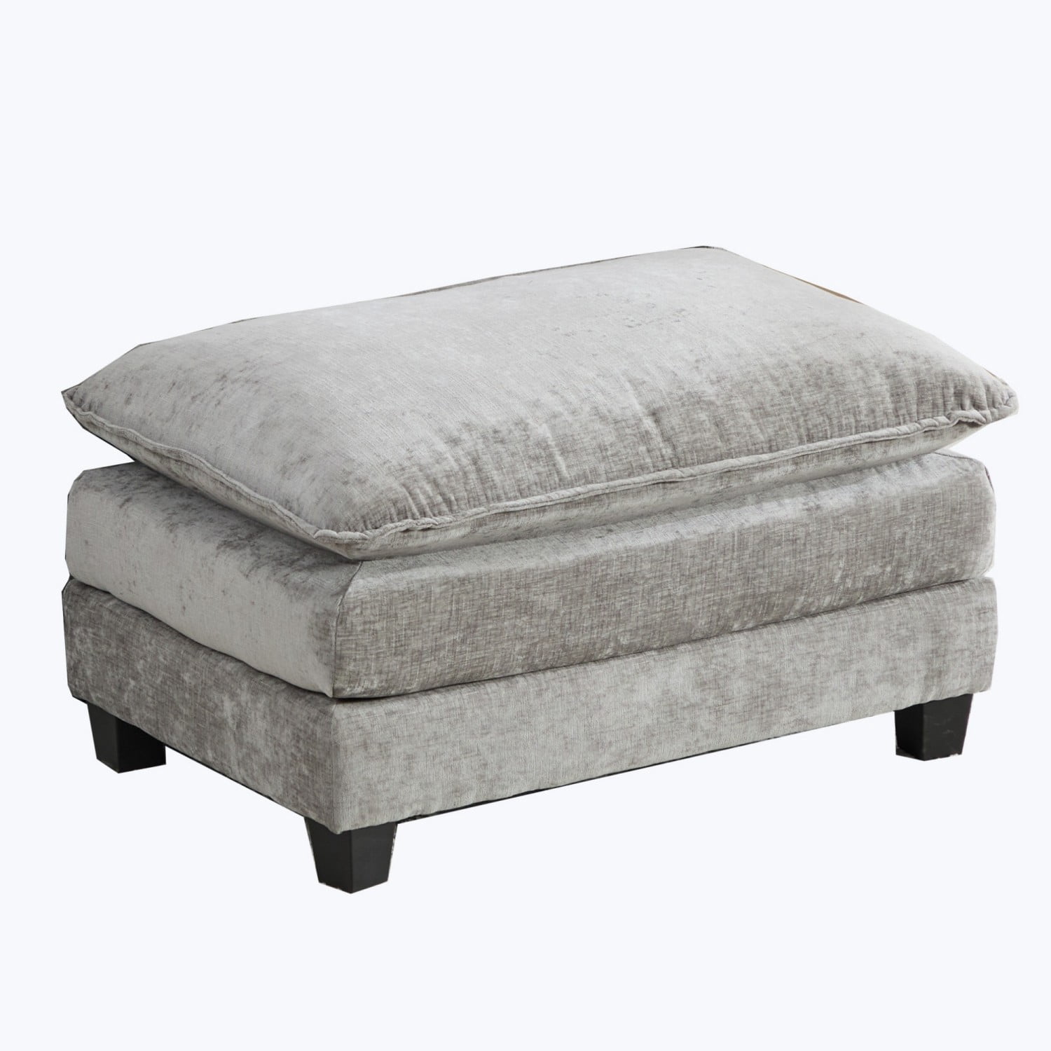 Cloud Sofa Ottoman, Modular Oversized Ottoman for Sectional Couch, Chenille Upholstered Footrest Stool for Living Room, Bedroom, Apartment, Gray