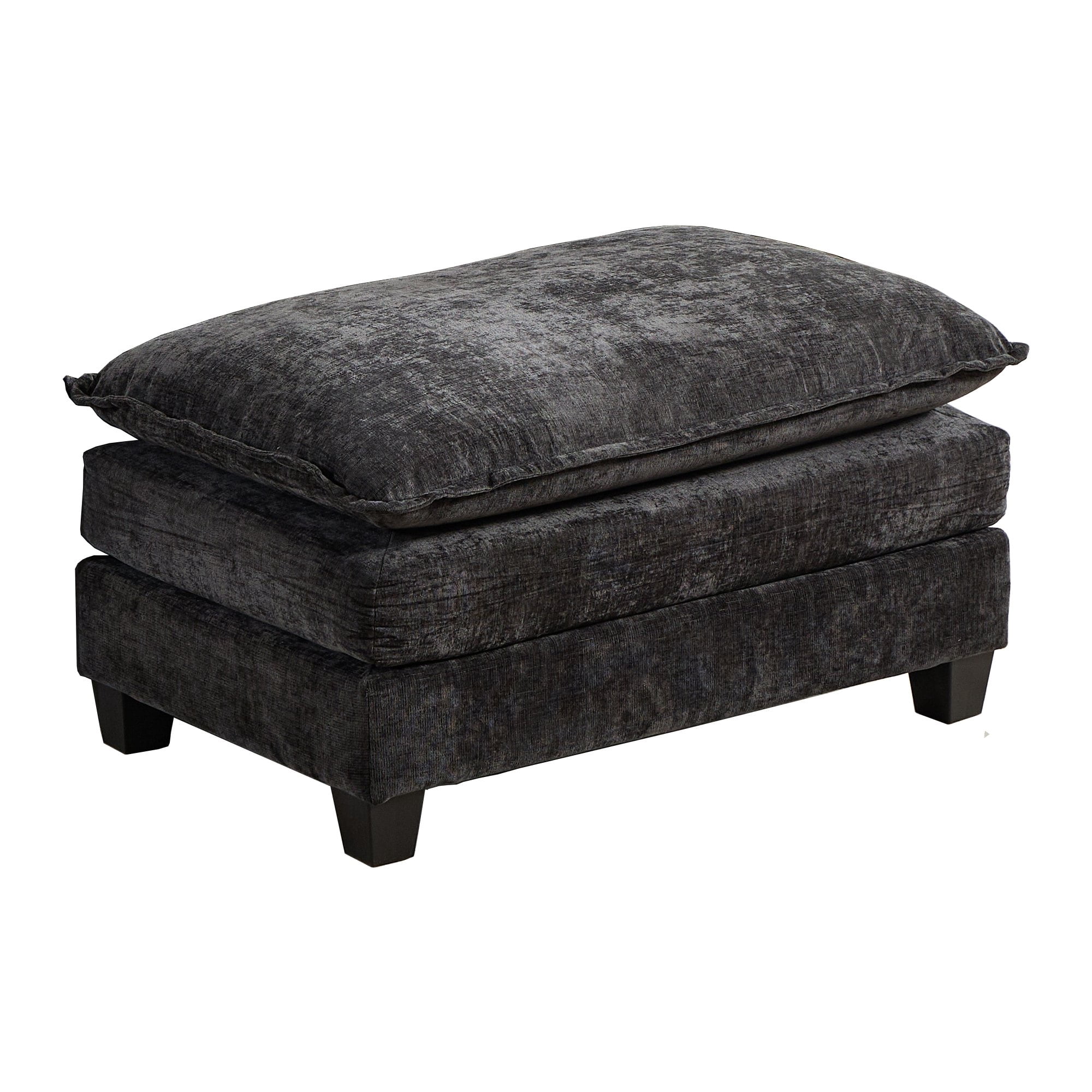 Cloud Sofa Ottoman Only, Black Modern Modular Sectional Ottoman, Breathable Chenille Fabric Double Layer Upholstered Footrest with Adjustable Backrest, Accent Bench for Living Room Bedroom Apartment