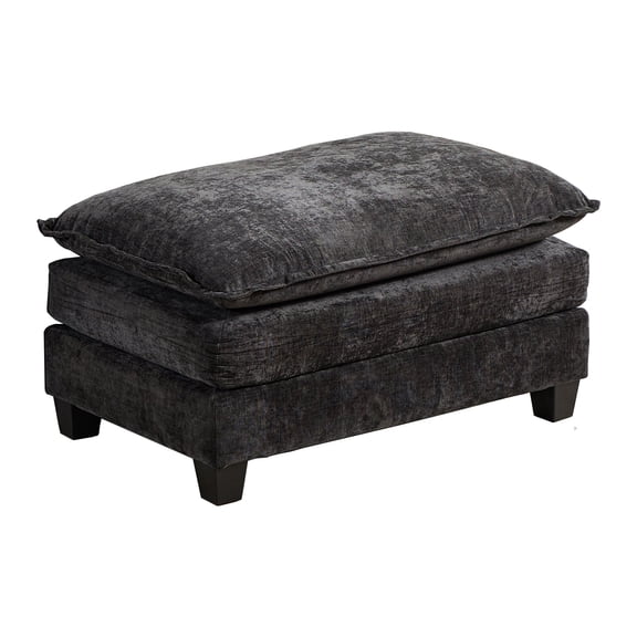 Cloud Sofa Ottoman Only, Black Modern Modular Sectional Ottoman, Breathable Chenille Fabric Double Layer Upholstered Footrest with Adjustable Backrest, Accent Bench for Living Room Bedroom Apartment