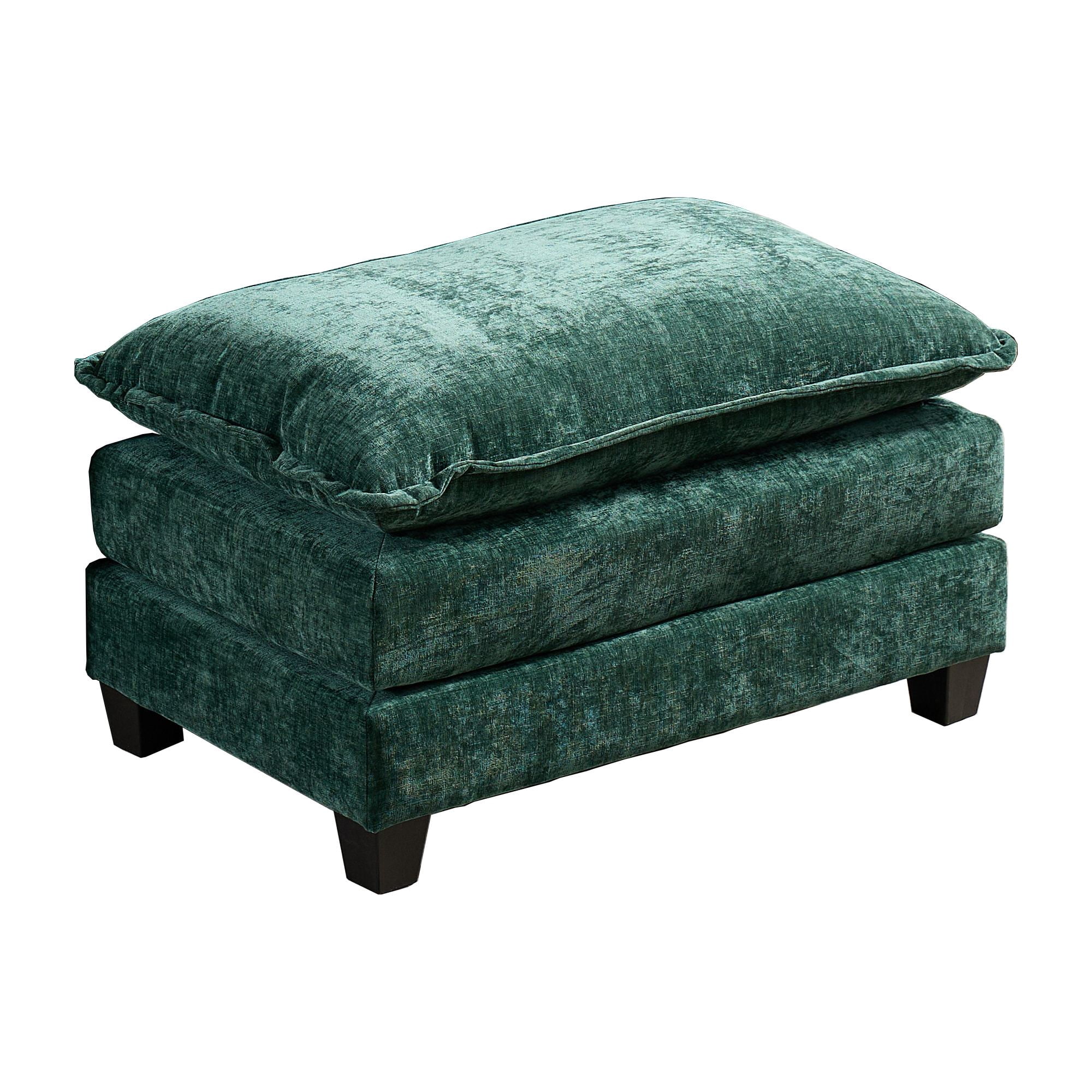 Cloud Sofa Ottoman Only, Modern Modular Sectional Ottoman, Green Breathable Chenille Fabric Footrest with Double Layer Upholstered Cushion, Accent Bench for Living Room Bedroom Apartment