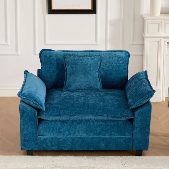 Cloud Sofa Single Seat, Modern Single Sofa Chair, for Living Room Bedroom and Apartment, Comfy Double Layer Upholstered Seat Cushion, Breathable Chenille Fabric