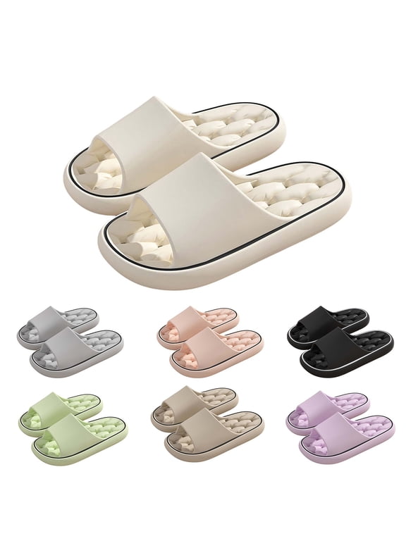 Cloud Soft-Sole Non-slip Slides Thick-Sole Breathable Comfortable Summer Footwear Beige 44