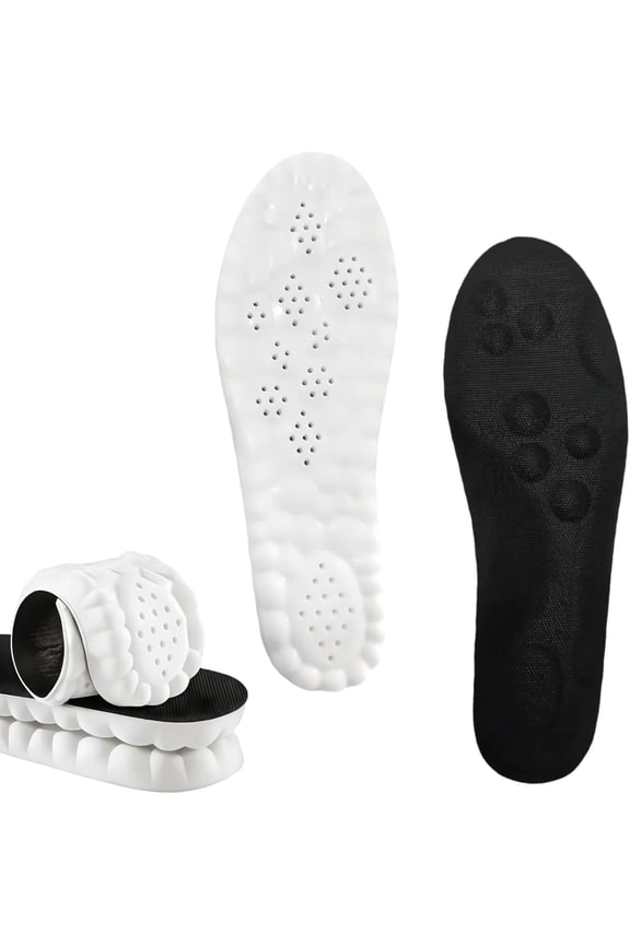 Cloud Sole Memory Foam Insoles with Arch Support – 4D Cloud Massage Shoe Insoles for Men & Women, Shock Absorbing Comfort for Walking & Standing. (Black, Men12-14)