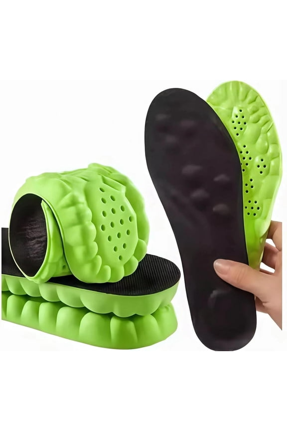 Cloud Sole Memory Foam Insoles with Arch Support – 4D Cloud Massage Shoe Insoles for Men & Women, Shock Absorbing Comfort for Walking & Standing. (Green, Men 12-14)