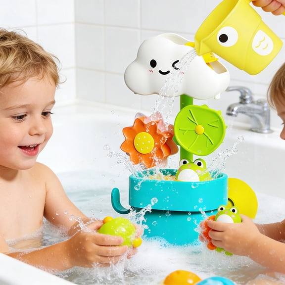 Cloud Spinning Water Sprinkler Toy, Baby Shower Bath Toys for Toddlers 18M+, Interactive Flowering Water Spray Play, Suction Cup Bathtub Games, Educational Fun