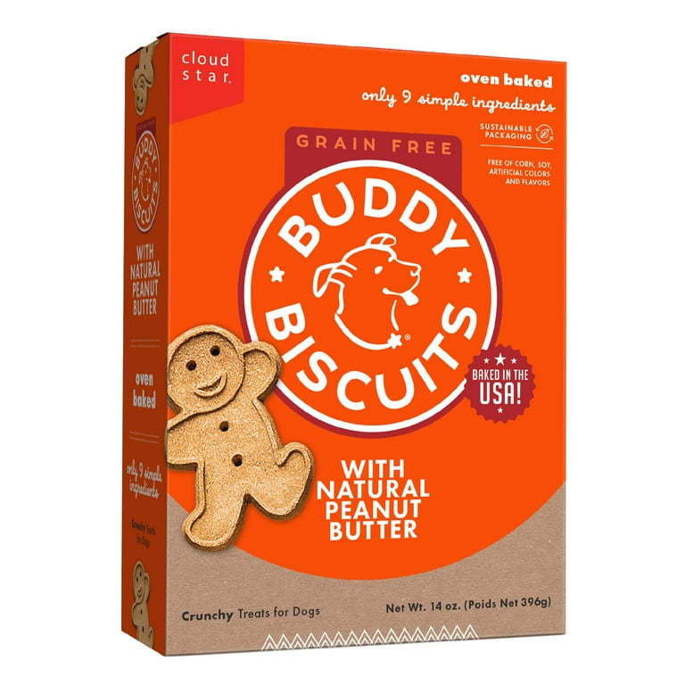 Buddy Biscuits Doggie Snacks - Grain-Free, Oven-Baked, Peanut