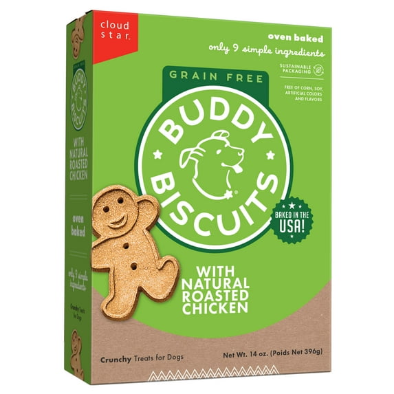 Buddy Biscuits Crunchy Grain Free Dog Treats, Chicken, 14 oz. Box