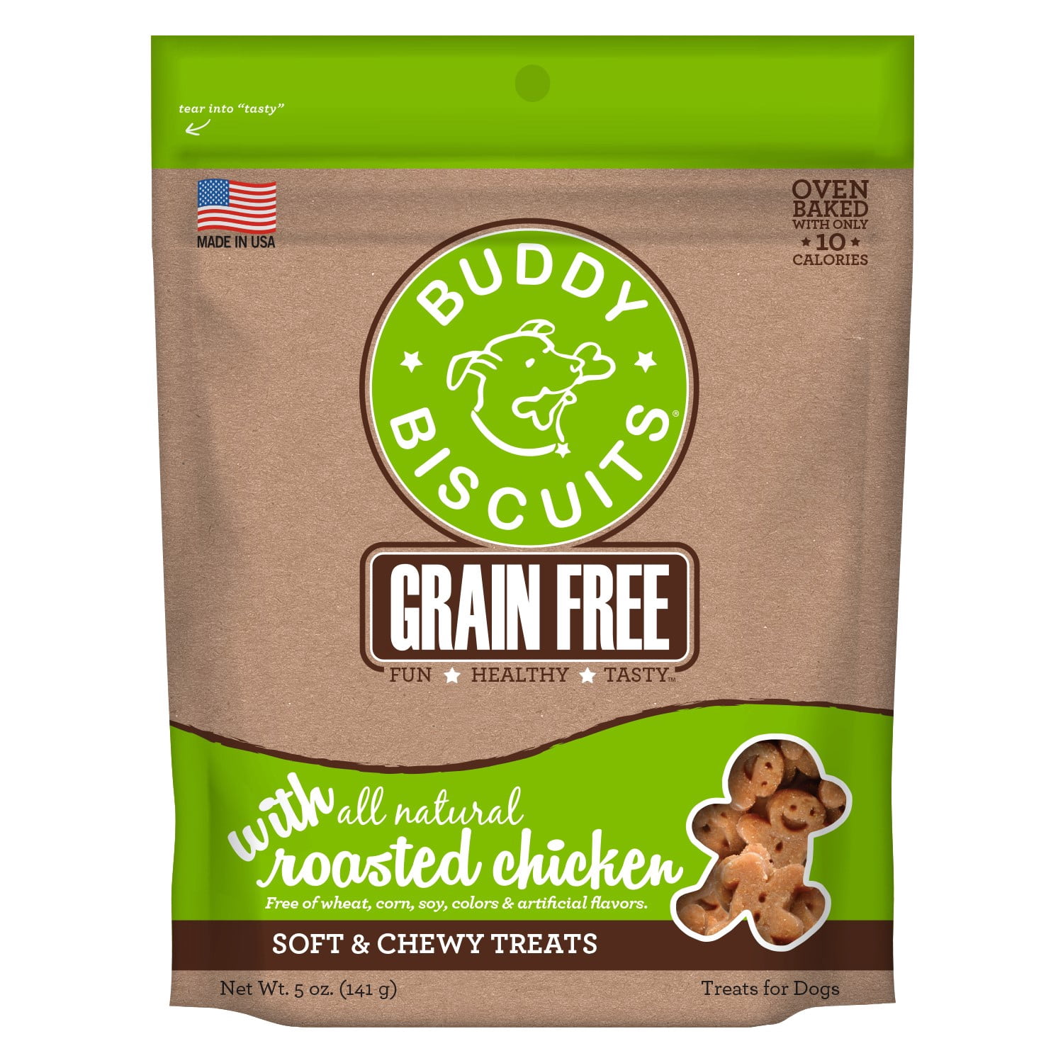 Image showcasing Cloud Star Buddy Biscuits Grain-Free Roasted Chicken Dog Treats, 5 Oz ...