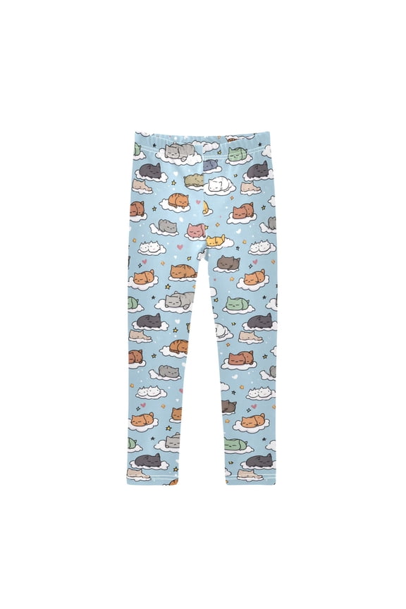 Cloud Star Cat Printed Leggings Yoga Pants for in 4t to 10t